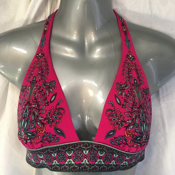Victoria's Secret Womens Small Pink Multicolor Paisley Halter Bikini Swim Top